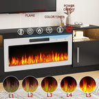 Meuble TV cheminée Bossin 70 avec cheminée électrique 36, meuble TV pour téléviseurs jusqu'à 80 pouces, lumières LED 16 couleurs/centre de divertissement