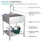 Transolid EWS-2422S Évier de buanderie et support de lavage en acier inoxydable de 24 po L x 22 po P x 35 po H - 24 po x 22 po