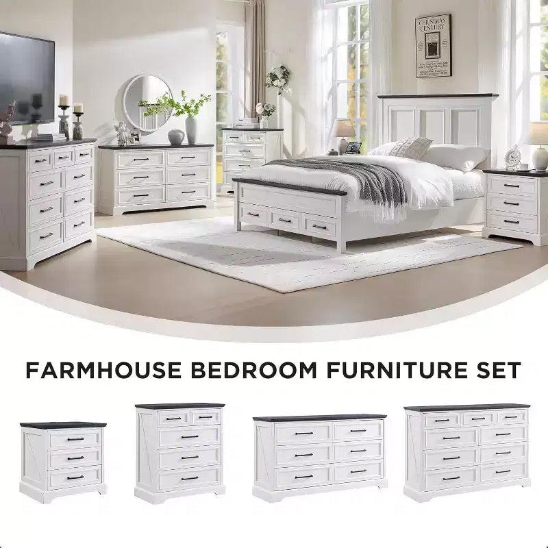 BALHAM TRADE-Tables de chevet lot de 2 avec station de recharge, 3 grands tiroirs, pour chambre à coucher ou salon