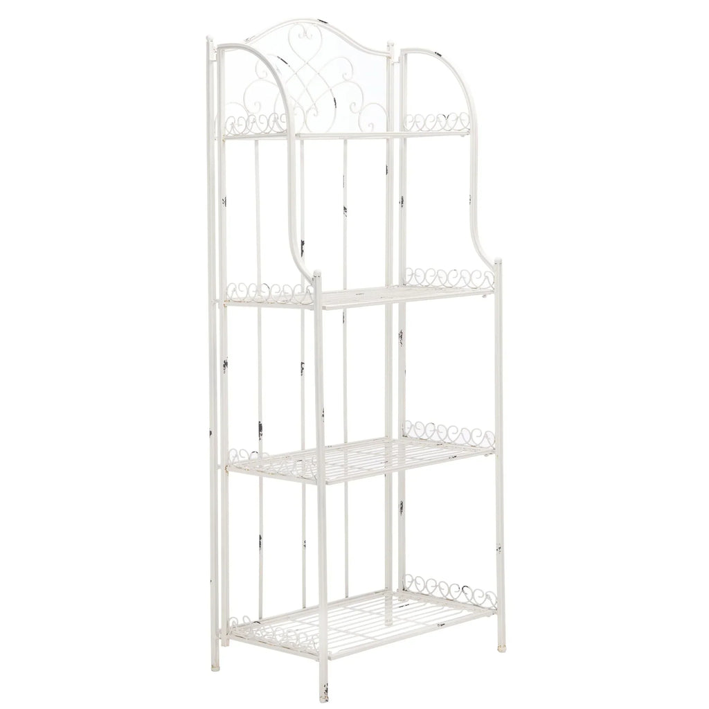 SAFAVIEH Bryn Étagère de boulanger d'extérieur victorienne en fer forgé à 4 niveaux - 63,5 cm l x 38,1 cm P x 160 cm H - 25L x 15P x 63H