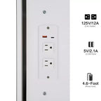 Coiffeuse de luxe de 94 cm avec miroir LED coulissant, rangement intégré, prise de courant, support pour sèche-cheveux et meuble latéral pour chambre à coucher