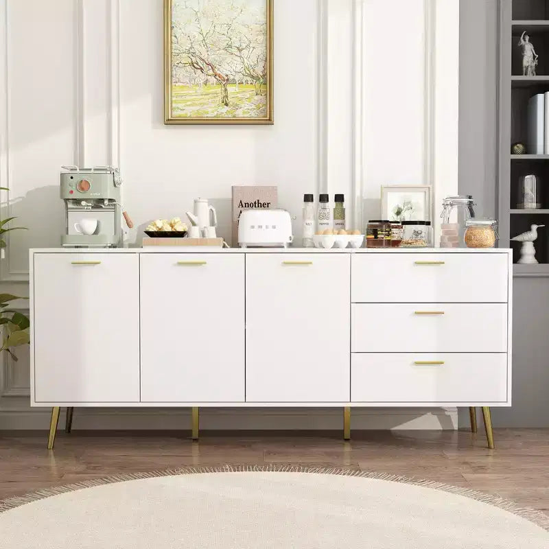 Commode moderne blanche Famapy avec tiroirs - Meuble polyvalent