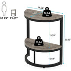 Table d'appoint demi-ronde, table d'appoint étroite, table basse en C mince avec cadre en métal