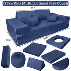 Canapé pour enfants 12 pièces, canapé de jeu modulaire pour enfants pour stimuler la créativité, canapé modulable, mobilier de chambre et de salle de jeux pour tout-petits, pour dormir et lire