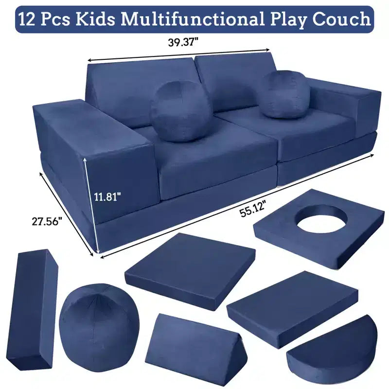Canapé pour enfants 12 pièces, canapé de jeu modulaire pour enfants pour stimuler la créativité, canapé modulable, mobilier de chambre et de salle de jeux pour tout-petits, pour dormir et lire