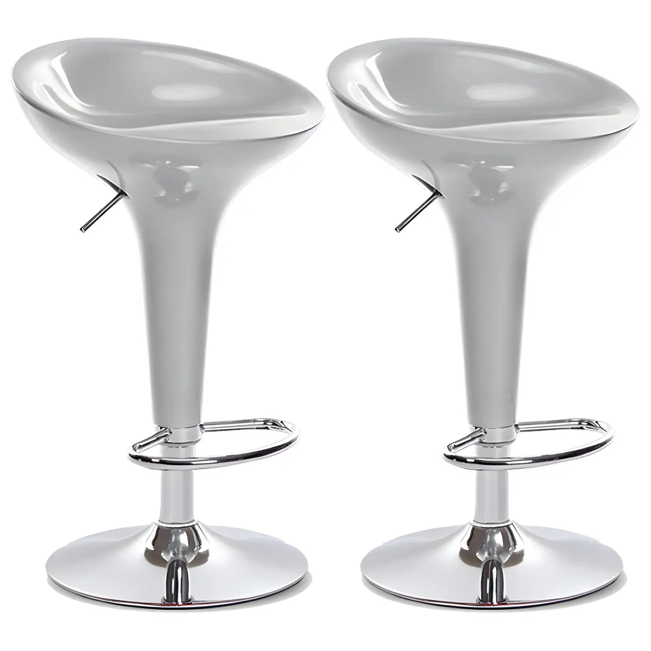 Tabouret de bar pivotant en plastique chromé réglable en hauteur