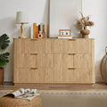 Commode à 6 tiroirs pour chambre à coucher, commode de 140 cm de large avec poignées dorées, meuble TV à tiroirs cannelés pour placard