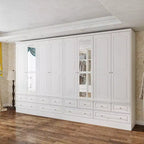 Armoire de chambre Famapy 3 portes avec miroir, 6 tiroirs, étagères réglables et rangement supérieur encastré