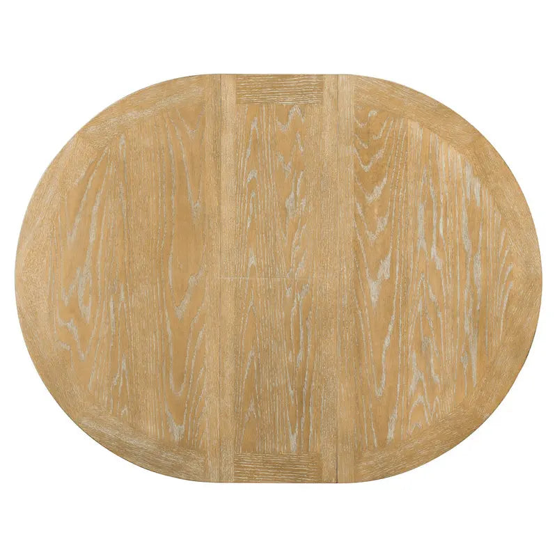 Ensemble de salle à manger 5 pièces en bois de style rétro avec table ronde extensible et 4 chaises, finition bois naturel vieilli