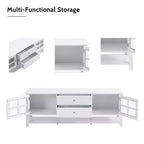Meuble TV moderne du milieu du siècle TROPOW pour téléviseur de 60 pouces avec espace de rangement multifonctionnel Console multimédia pour salon, chambre et bureau BLANC