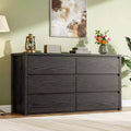 Commode large en bois à 6 tiroirs - Meuble de rangement moderne sans poignée pour chambre, salon, couloir et entrée, grande commode.