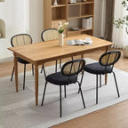 Lot de 2 chaises de salle à manger Acekool Mid Century Modern en velours avec dossier en rotin et pieds en métal pour cuisine ou salon