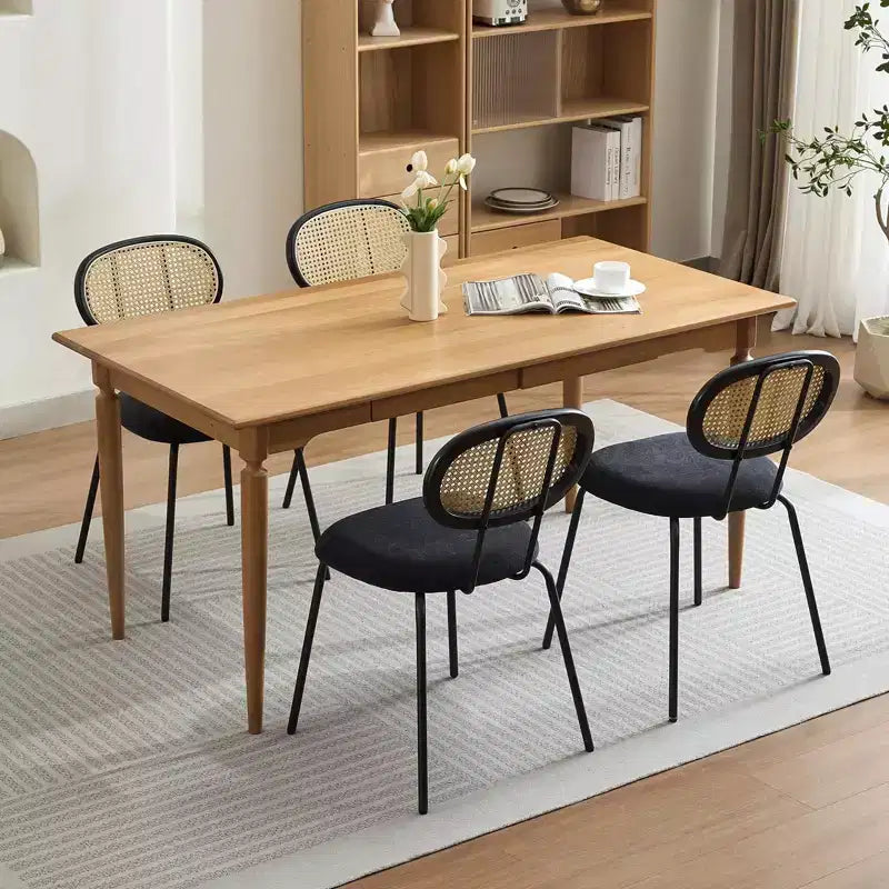 Lot de 2 chaises de salle à manger Acekool Mid Century Modern en velours avec dossier en rotin et pieds en métal pour cuisine ou salon
