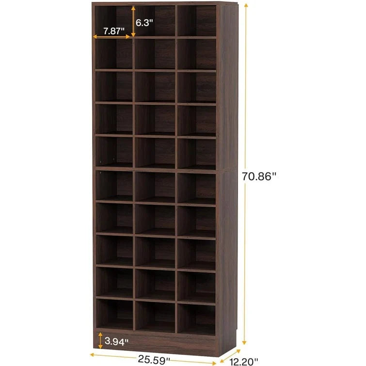 Meuble à chaussures haut 30 paires, étagère de rangement à chaussures en bois blanc 10 niveaux pour placard, entrée - 10 niveaux