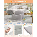 Canapé convertible 2 en 1 pour enfants Acekool, fauteuil douillet en polaire d'ours en peluche qui se transforme en chaise longue ou en lit, canapé moelleux pour enfants pour salle de jeux et chambre de bébé