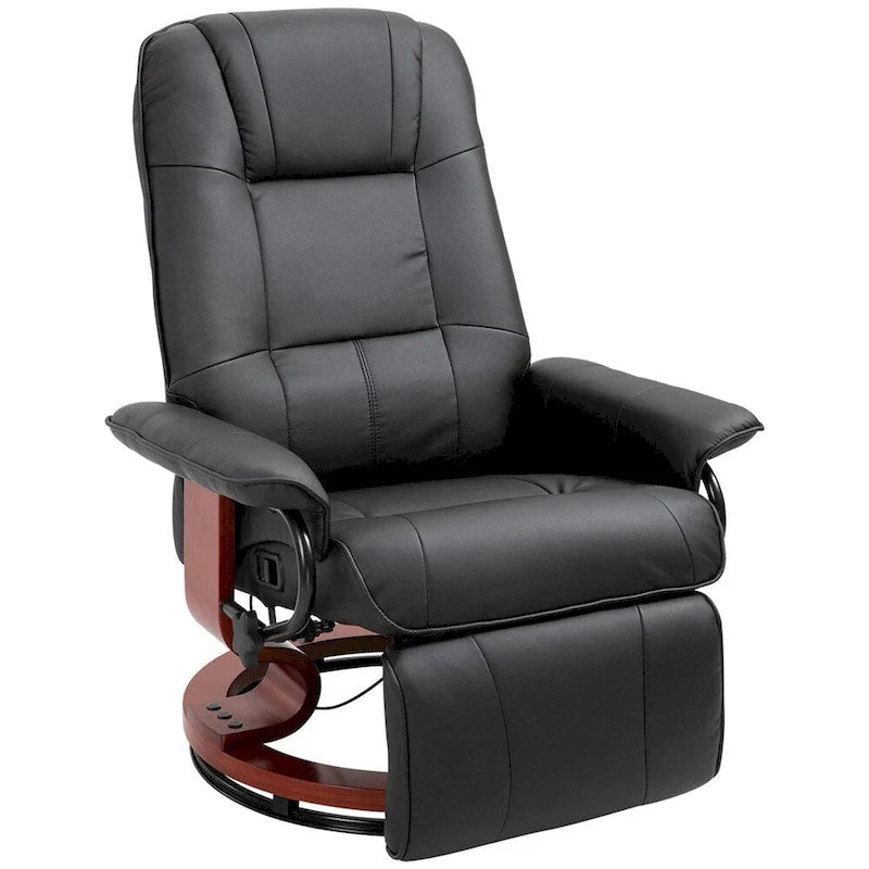 Fauteuil de relaxation pivotant réglable en cuir avec repose-pieds et accoudoirs