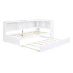 Lit de repos double Whisen Morden Design avec lit gigogne, armoires de rangement et ports USB