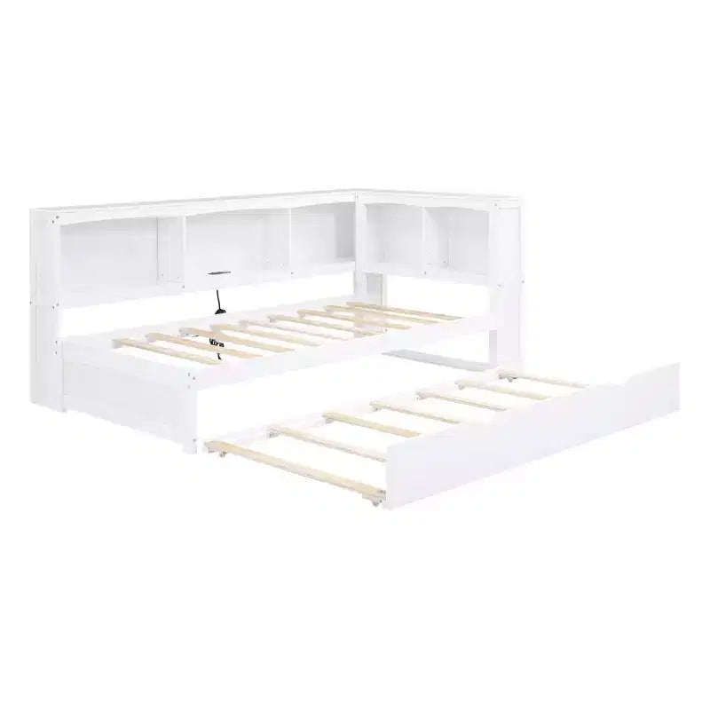 Lit de repos double Whisen Morden Design avec lit gigogne, armoires de rangement et ports USB
