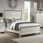Lit à panneaux sculptés en bois Luela Glam Bohème Champagne de Furniture of America