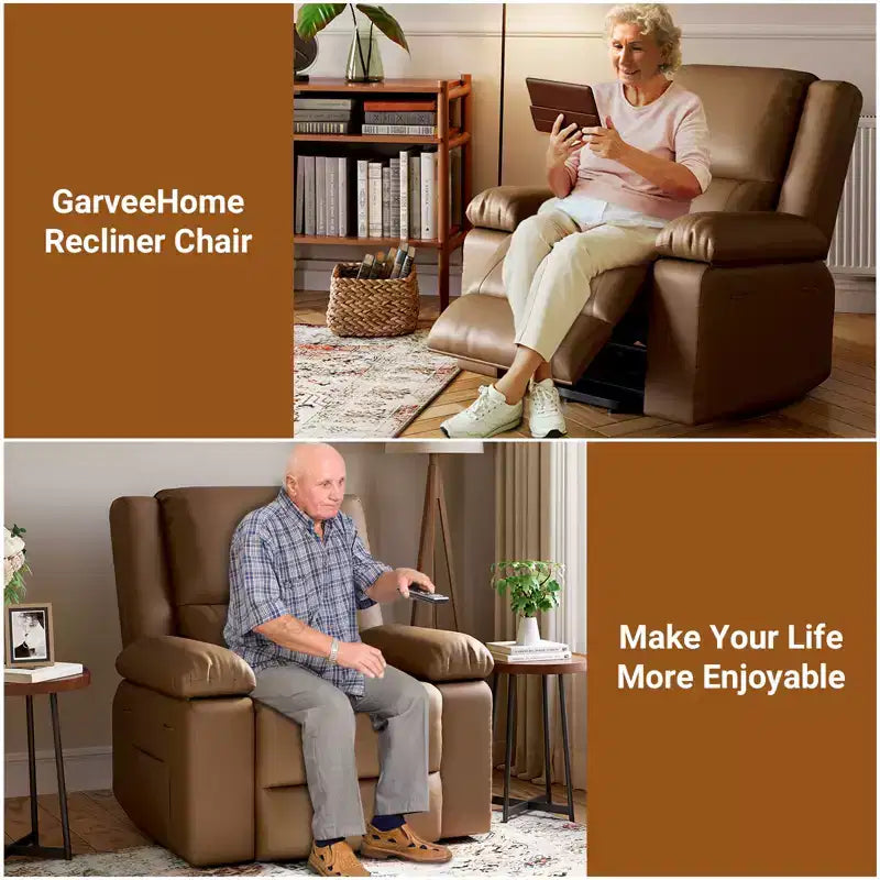 Fauteuil inclinable électrique - Chaleur et massage, fauteuil inclinable électrique robuste en cuir PU pour personnes âgées et à mobilité réduite, dossier et jambes réglables