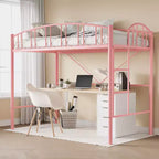 Lit mezzanine double moderne en métal, peu encombrant, usage intensif, garde-corps arqué, échelle de sécurité, sommier tapissier non requis – Noir mat ou gris