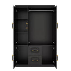 Armoire Keloyid en bois noir de 120 cm avec 2 tiroirs et 5 portes