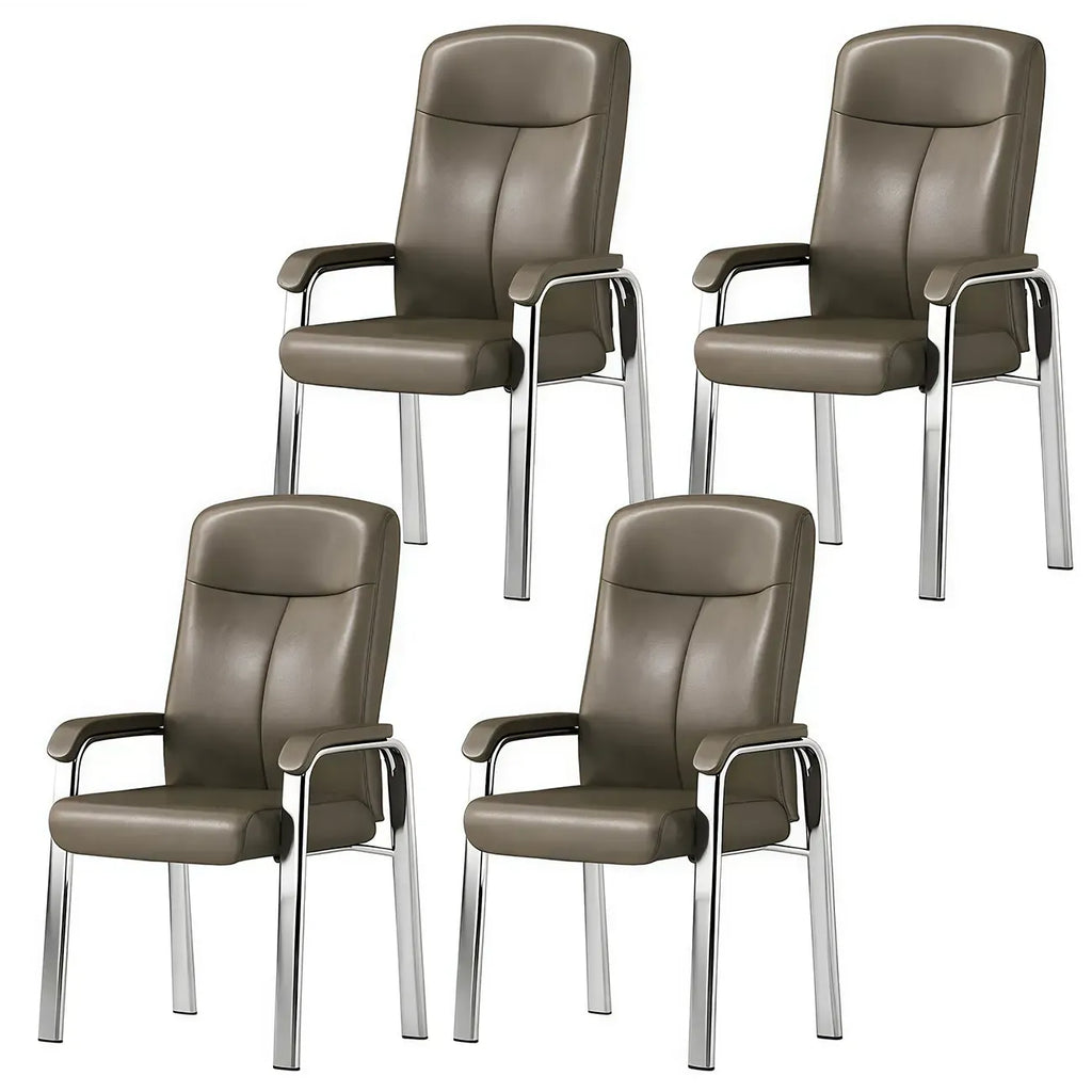 Chaise de bureau HomeyFad moderne en cuir et métal à 4 pieds avec accoudoirs