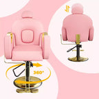 Fauteuil de barbier pivotant à 360°, Fauteuil de coiffeur avec pompe hydraulique robuste, appui-tête réglable et dossier inclinable, Fauteuil de salon inclinable
