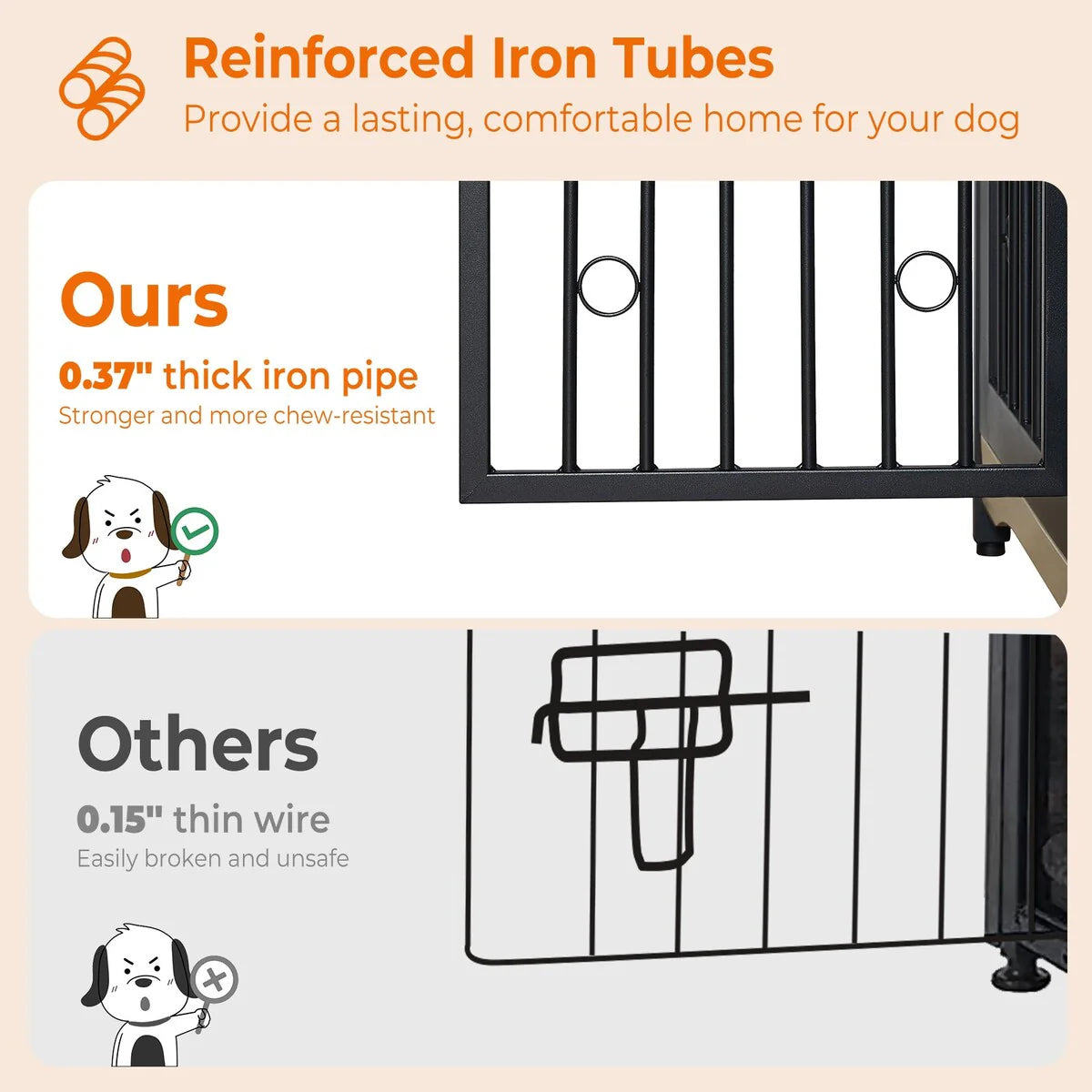 Meuble Cage pour Chien 70.86'' Grande Race Meuble TV avec Coussin & Deux Chambres (Sans Coussin)