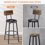Ensemble de table de bar rustique 3 pièces GDFStudio Briar avec tabourets de bar rembourrés en similicuir