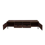 Meuble TV 78 po pour téléviseurs jusqu'à 85 po, Console TV marron Meuble TV Meuble de divertissement avec porte et tiroirs à fermeture douce en diamant - ModernLuxe