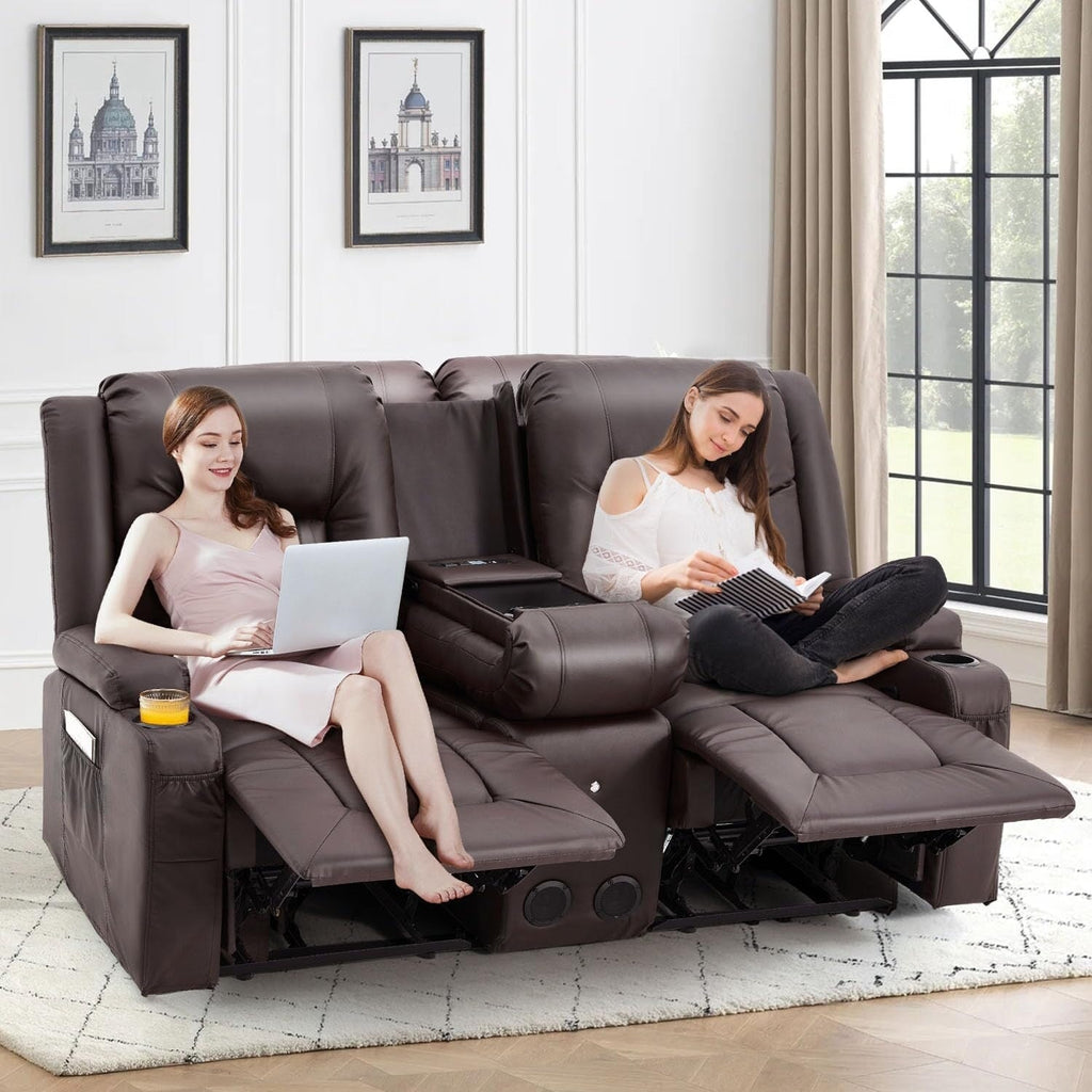 Canapé inclinable manuel AECOJOY pour VR, siège de cinéma maison en PU avec console