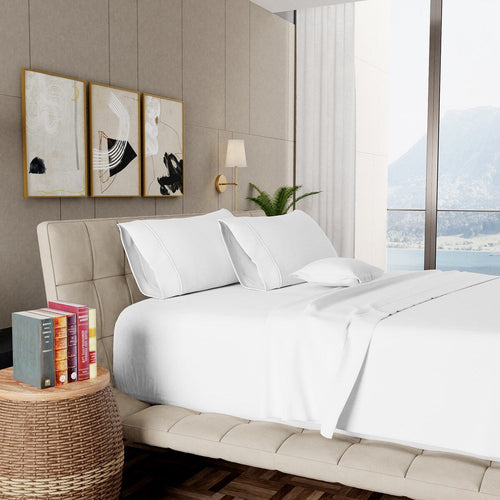 Parure de draps de luxe en coton égyptien ultra-doux et soyeux Aireolux 1000 fils/pouce²
