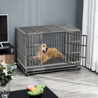 BOSSIN Cage pour Chien Robuste Indestructible 48/38 Pouces, Niche Anti-Évasion avec Roues Verrouillables