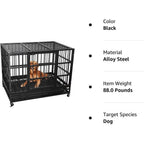 BOSSIN Cage pour Chien Robuste Indestructible 48/38 Pouces, Niche Anti-Évasion avec Roues Verrouillables