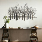 Décoration murale en métal noir : Champ d'arbres