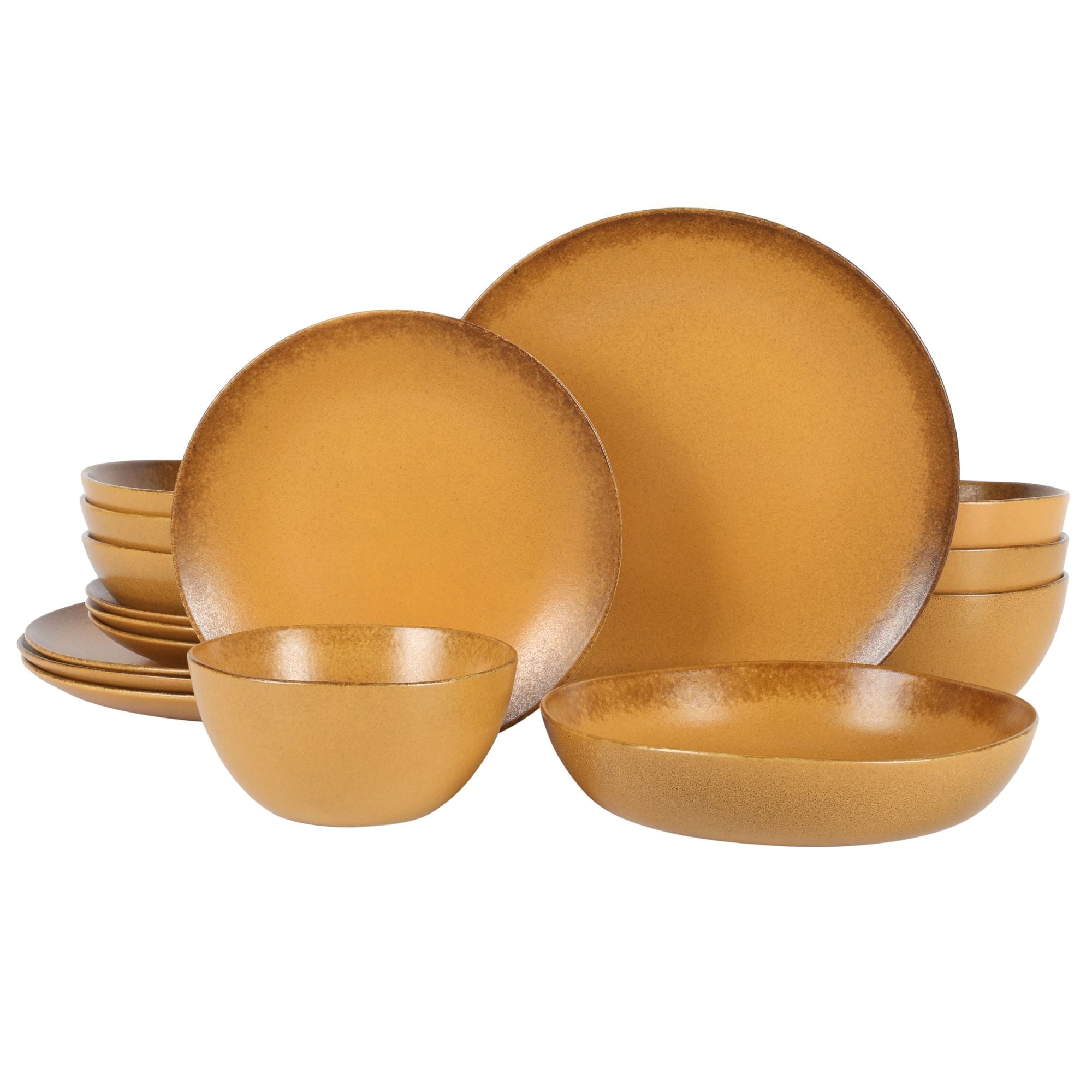 Ensemble de vaisselle Bloomhouse Palerme Soleil 16 pièces en grès à double bol avec glaçure réactive (assiettes et bols)