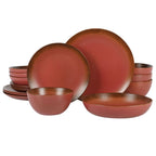 Ensemble de vaisselle Bloomhouse Palerme Soleil 16 pièces en grès à double bol avec glaçure réactive (assiettes et bols)