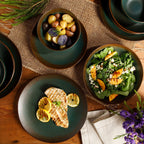 Ensemble de vaisselle Bloomhouse Palerme Soleil 16 pièces en grès à double bol avec glaçure réactive (assiettes et bols)