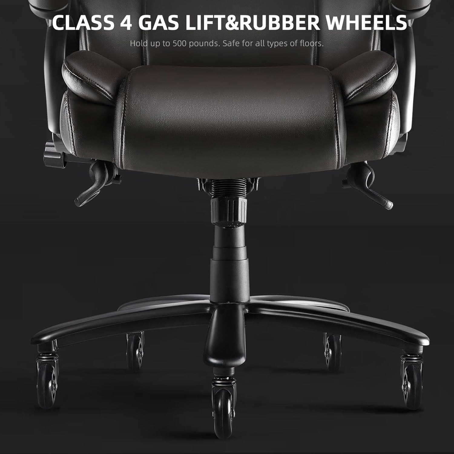Chaise de bureau de direction Bossin grande taille et forte, 500 lb, avec support lombaire réglable, chaise ergonomique en cuir PU à dossier haut pour ordinateur
