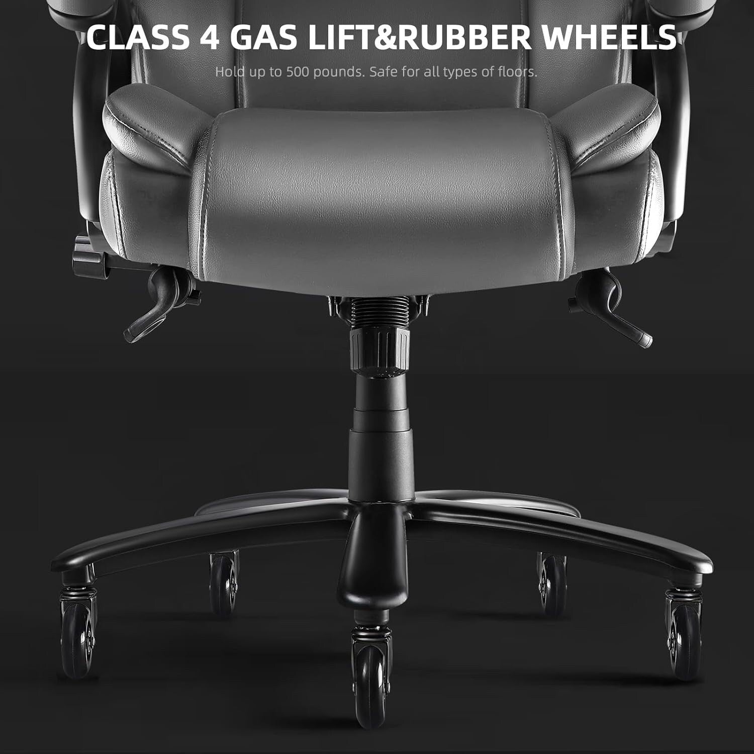 Chaise de bureau de direction Bossin grande taille et forte, 500 lb, avec support lombaire réglable, chaise ergonomique en cuir PU à dossier haut pour ordinateur