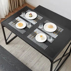 Table à manger 3 pièces VECELO avec banc, ensemble de table de salle à manger pour 4-6 personnes, table de cuisine avec 2 bancs, ensemble de table à manger
