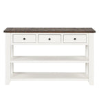 Console en bois avec 3 tiroirs de rangement et 2 étagères