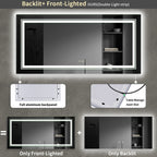 Miroir de Salle de Bain LED Extra Large Mural Anti-Buée Maquillage 3 Couleurs