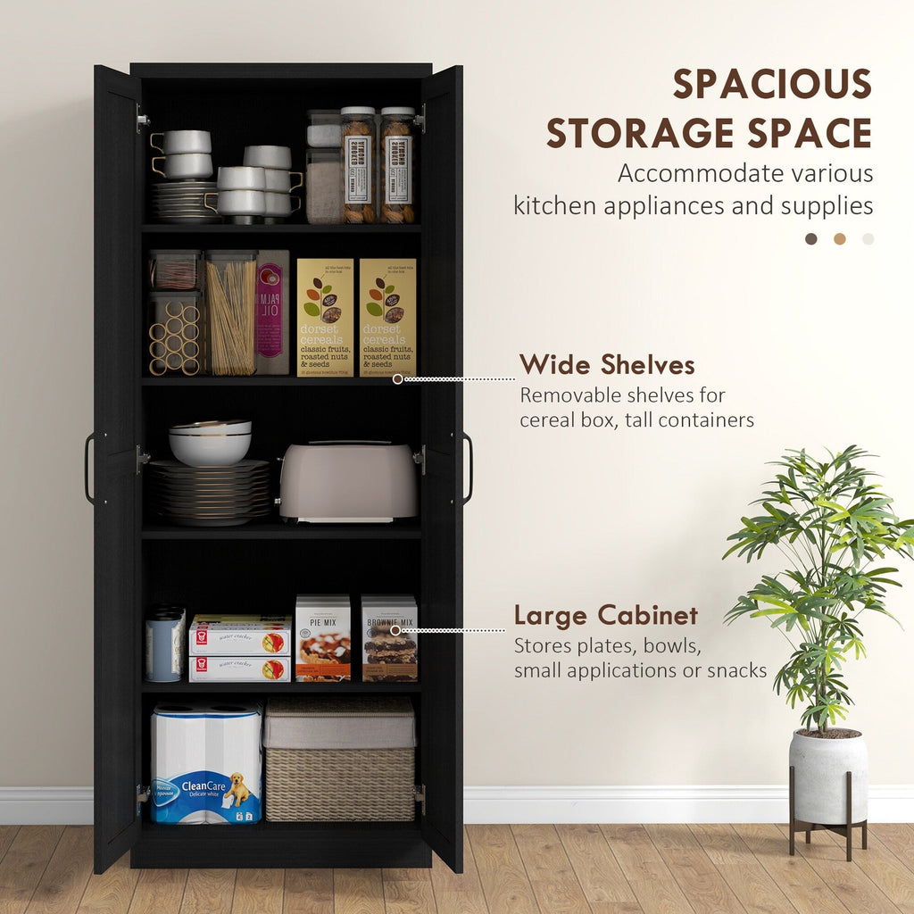 HOMCOM Garde-manger de cuisine 63 pouces à 2 portes, armoire de rangement autoportante avec 5 étagères et 2 étagères réglables pour salle à manger