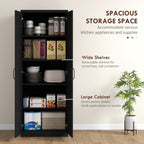 HOMCOM Garde-manger de cuisine 63 pouces à 2 portes, armoire de rangement autoportante avec 5 étagères et 2 étagères réglables pour salle à manger