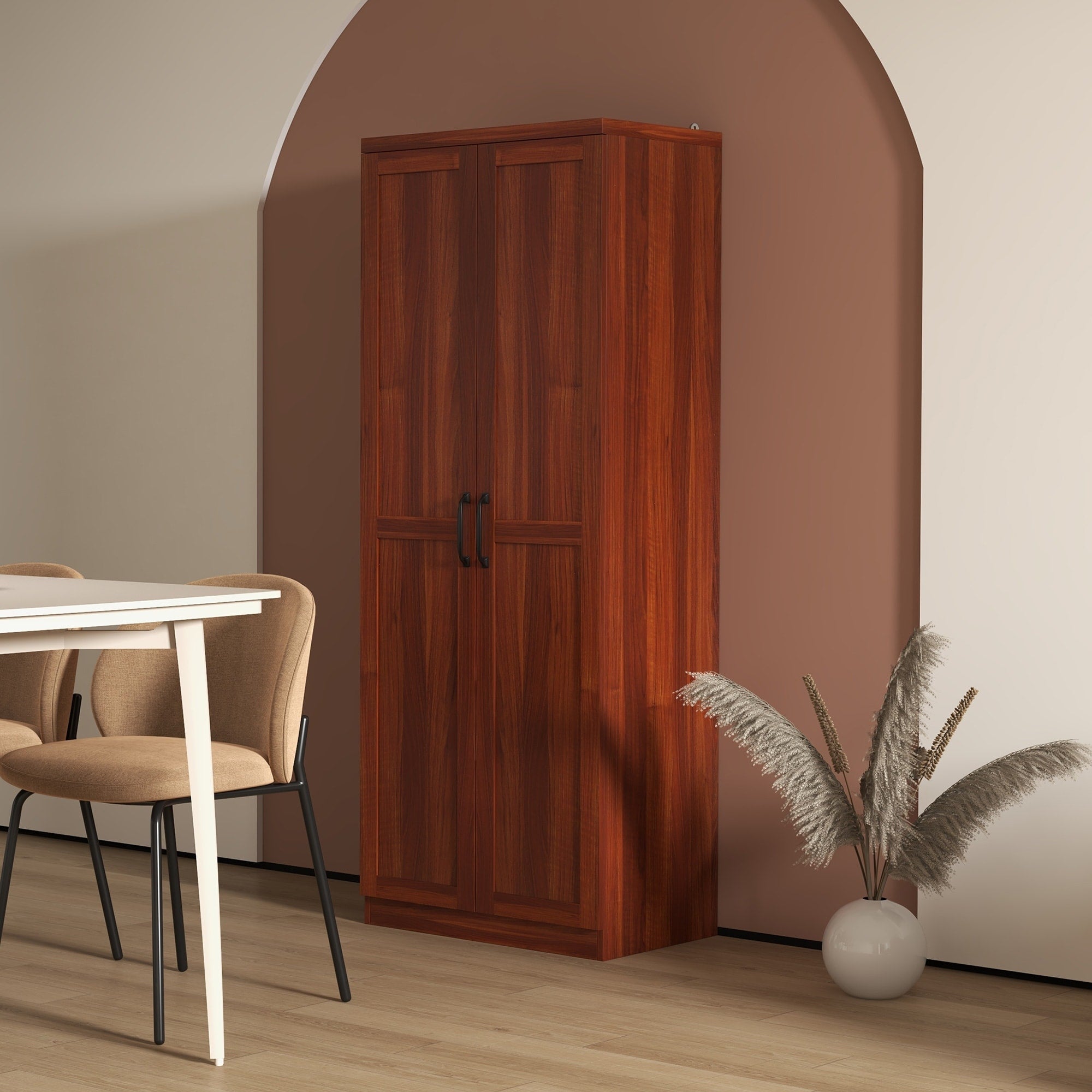 HOMCOM Garde-manger de cuisine 63 pouces à 2 portes, armoire de rangement autoportante avec 5 étagères et 2 étagères réglables pour salle à manger