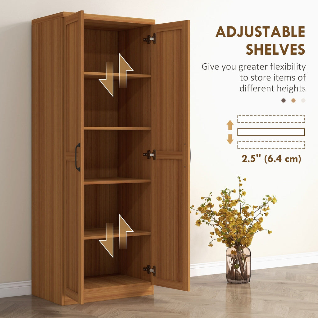 HOMCOM Garde-manger de cuisine 63 pouces à 2 portes, armoire de rangement autoportante avec 5 étagères et 2 étagères réglables pour salle à manger