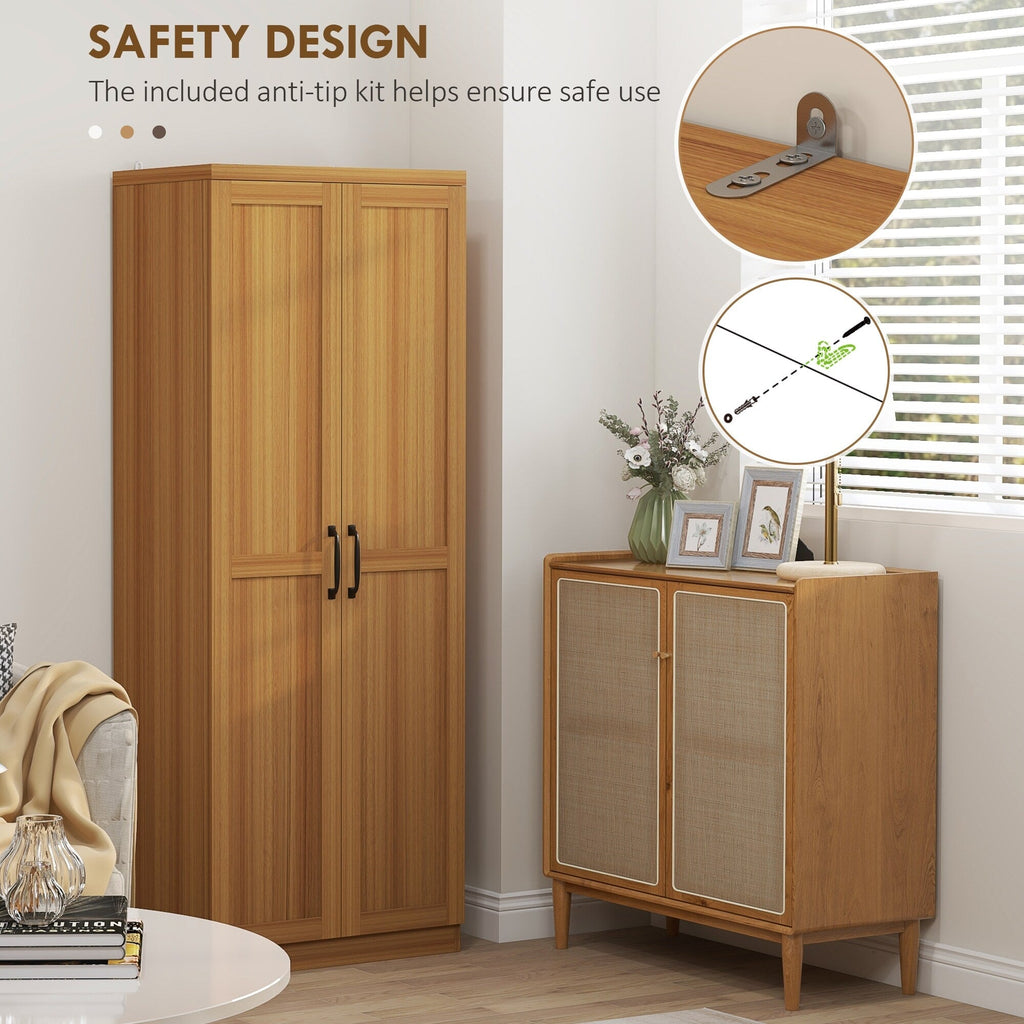 HOMCOM Garde-manger de cuisine 63 pouces à 2 portes, armoire de rangement autoportante avec 5 étagères et 2 étagères réglables pour salle à manger