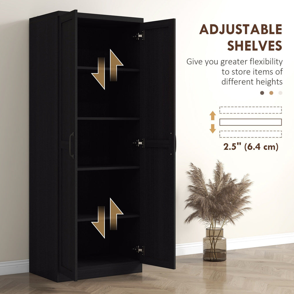 HOMCOM Garde-manger de cuisine 63 pouces à 2 portes, armoire de rangement autoportante avec 5 étagères et 2 étagères réglables pour salle à manger